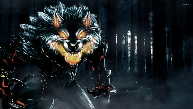 Wolf glowing eyes demon woods free wallpaper for desktop - medium preview image