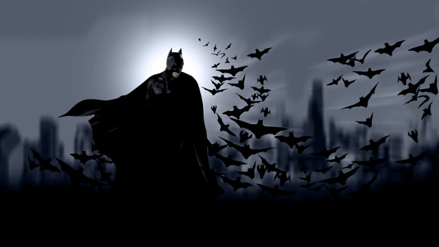 Batman bats night sky full free wallpaper for desktop - medium preview image
