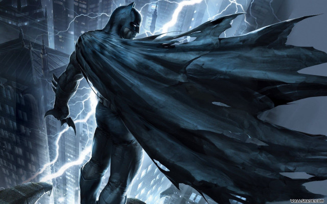Batman lightning storm cape hero free wallpaper for desktop - medium preview image