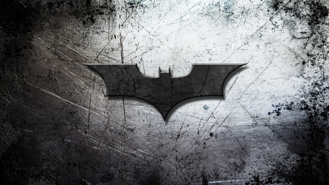 Batman logo grungy black white free wallpaper for desktop - medium preview image