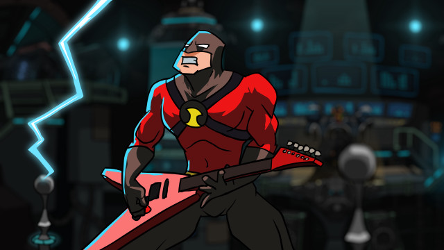 Cartoon character guitar dark room free wallpaper for desktop - medium preview image