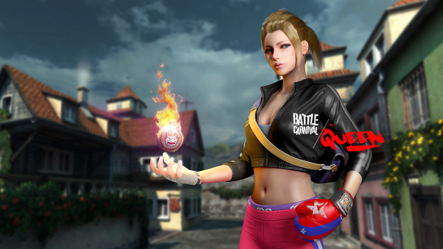 Woman holding ball fireball street free wallpaper for desktop - medium preview image