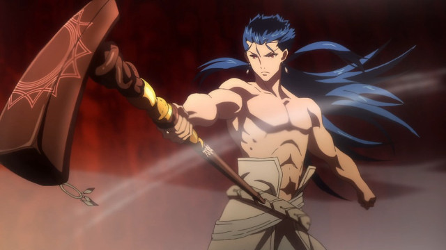 Man blue hair sword shield free wallpaper for desktop - medium preview image