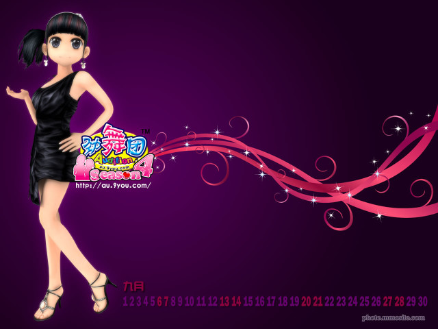 Woman black dress purple background free wallpaper for desktop - medium preview image