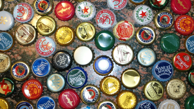Bottle caps colorful clock table free wallpaper for desktop - medium preview image
