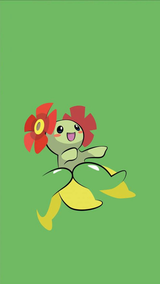 Cartoon pokemon flower green background free wallpaper for mobile - medium preview image