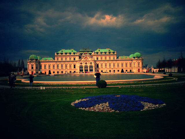 Large building fountain cloudy sky #4 free wallpaper for desktop - medium preview image