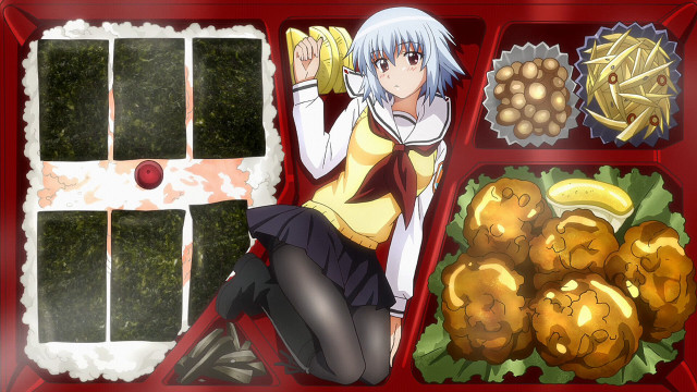 Woman sitting red tray food free wallpaper for desktop - medium preview image