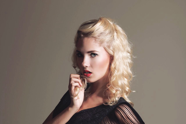 Woman red lipstick black dress #5 free wallpaper for desktop - medium preview image