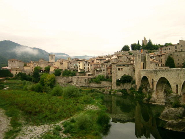 River bridge castle pagoda forest free wallpaper for desktop - medium preview image