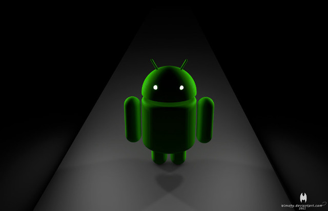 Green android character dark spotlight free wallpaper for desktop - medium preview image