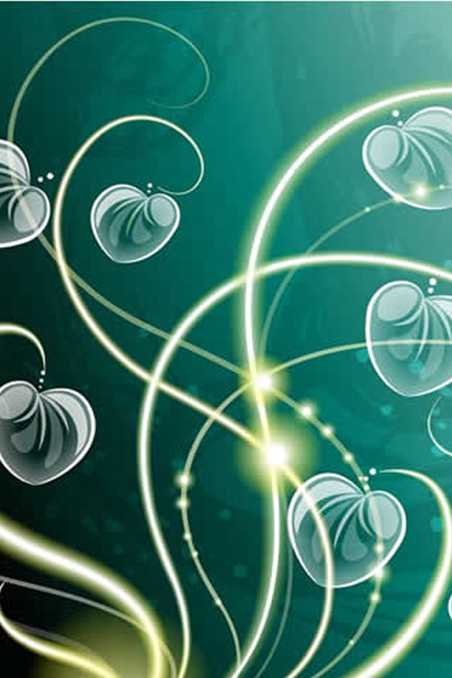 Green background swirls bubbles black free wallpaper for mobile - medium preview image