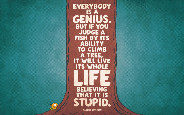 Tree quote genius judgment fish free wallpaper for desktop - medium preview image