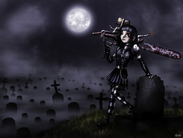 Cartoon woman bat cemetery full free wallpaper for desktop - medium preview image