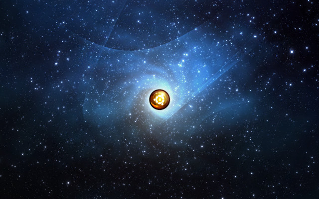 Yellow object blue space stars free wallpaper for desktop - medium preview image