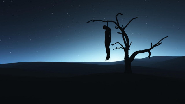 Hanging person night moon mountains free wallpaper for desktop - medium preview image