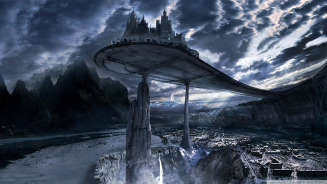 Futuristic city giant structure mountain #2 free wallpaper for desktop - medium preview image