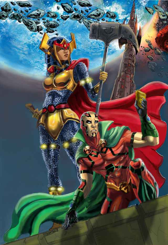 Two people standing on ledge free wallpaper for mobile - medium preview image