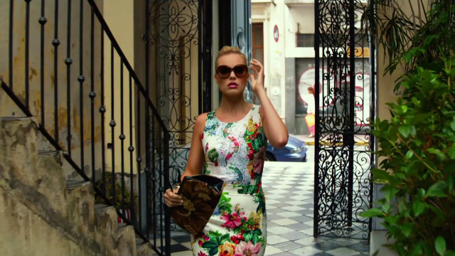 Woman floral dress walking street free wallpaper for desktop - medium preview image