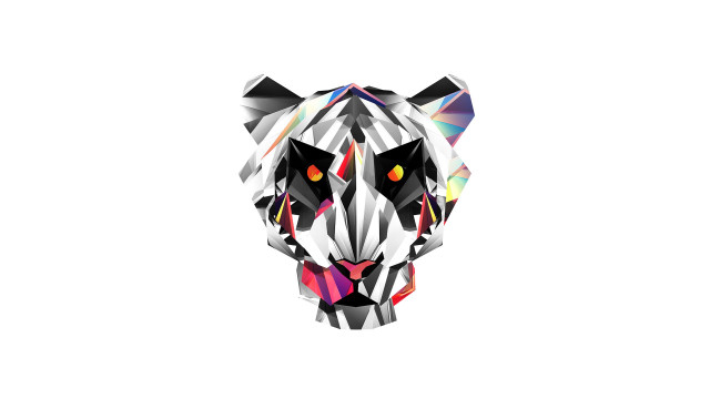 Colorful tiger head holography vector free wallpaper for desktop - medium preview image