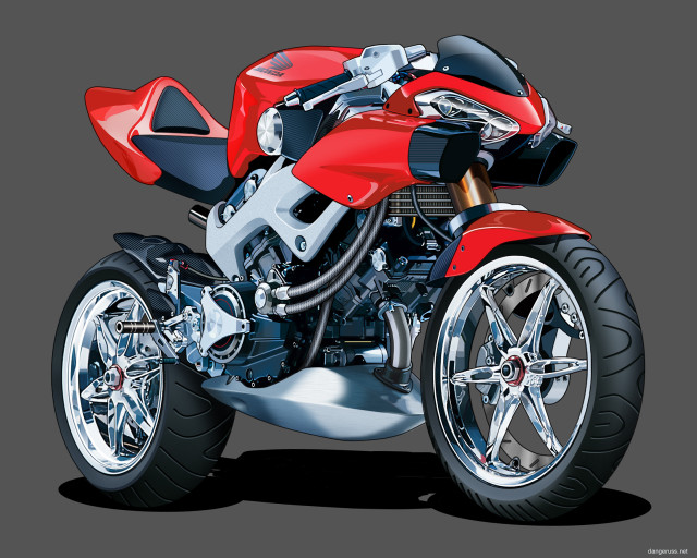 Red motorcycle gray black white free wallpaper for desktop - medium preview image