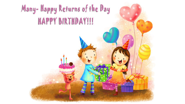 Boy girl birthday cake presents #2 free wallpaper for desktop - medium preview image