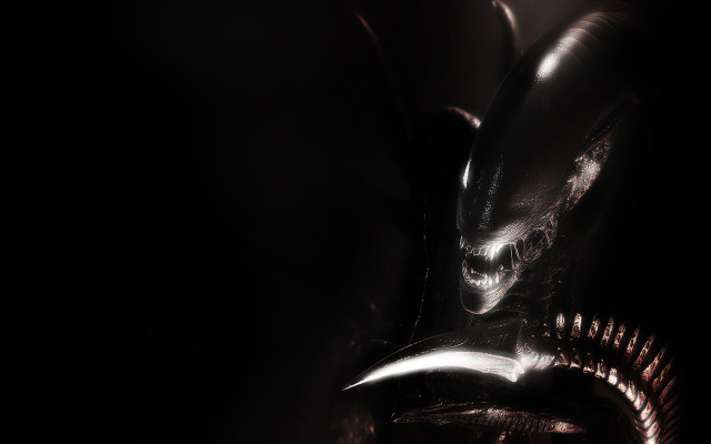 Alien head closeup dark light free wallpaper for desktop - medium preview image