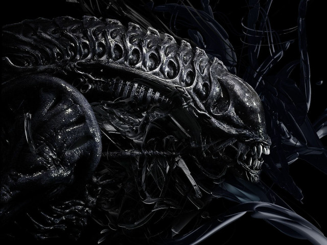 Black alien sharp teeth armor free wallpaper for desktop - medium preview image