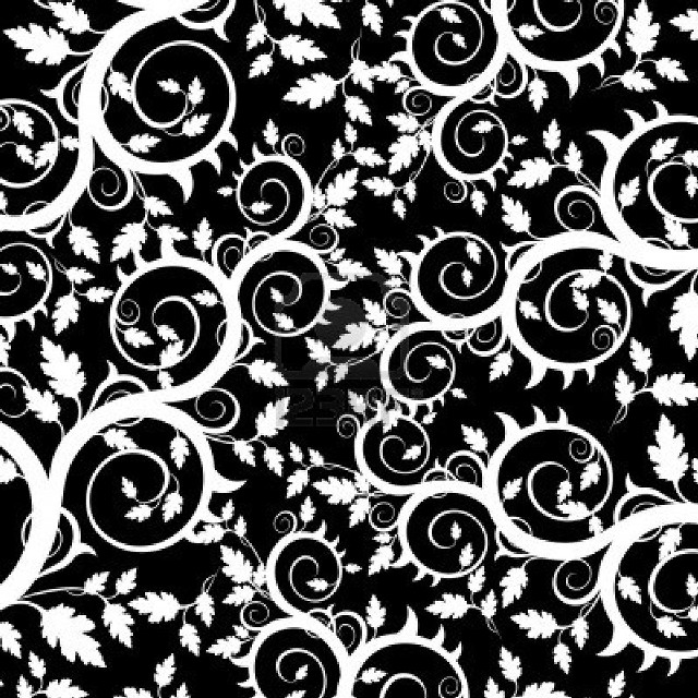 Black white floral background swirls free wallpaper for tablet - medium preview image