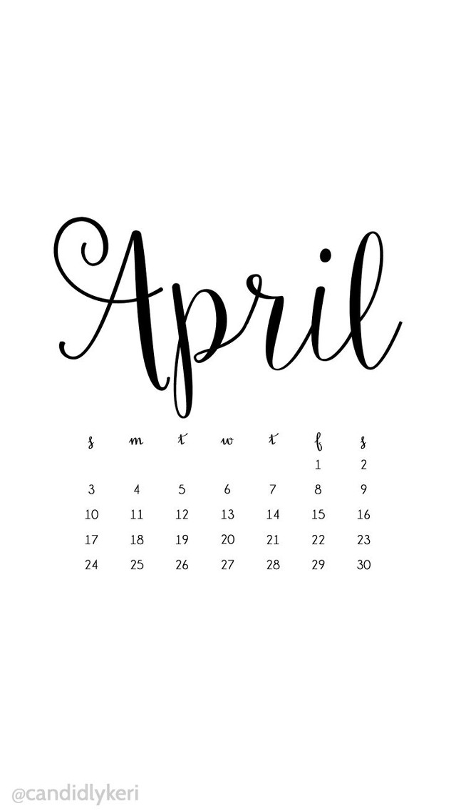 Calendar april black ink white free wallpaper for mobile - medium preview image
