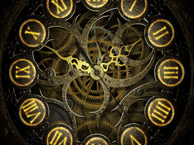 Gold gears clock face hands free wallpaper for desktop - medium preview image