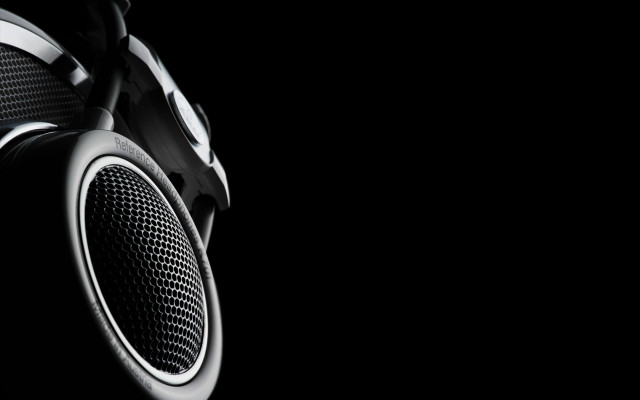 Headphones closeup black background white #2 free wallpaper for desktop - medium preview image