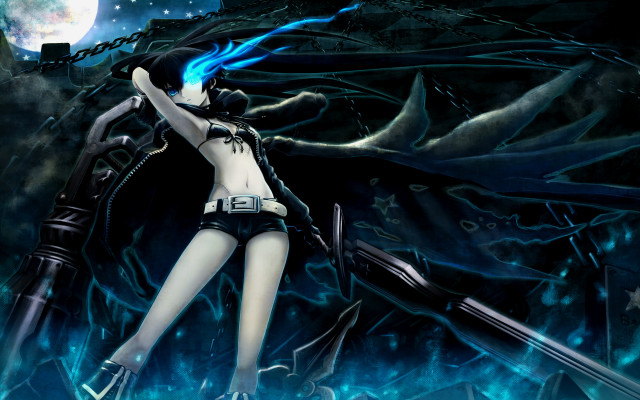 Woman black white blue hair free wallpaper for desktop - medium preview image
