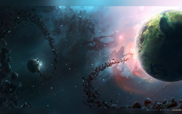 Space planet starcluster matte moonlight free wallpaper for desktop - medium preview image