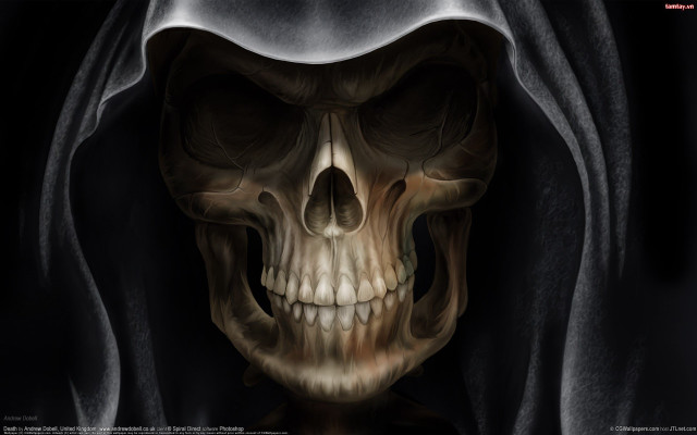 Skeleton hooded figure with hood free wallpaper for desktop - medium preview image