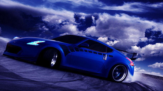Blue sports car cloudy sky #7 free wallpaper for desktop - medium preview image