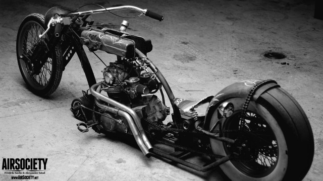 Motorcycle garage dieselpunk blackwhite eddie free wallpaper for desktop - medium preview image