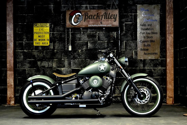 Motorcycle brick wall back alley free wallpaper for desktop - medium preview image