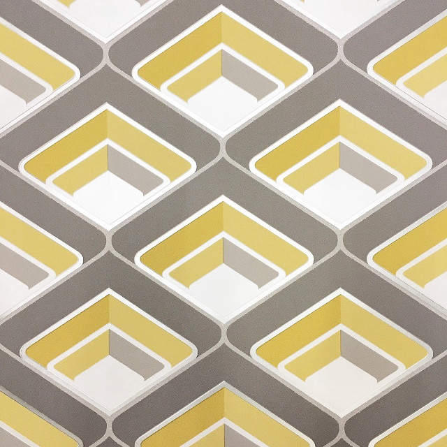 Yellow grey squares pattern wall free wallpaper for tablet - medium preview image