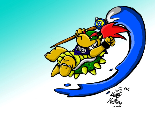 Cartoon person surfboard wave red free wallpaper for desktop - medium preview image