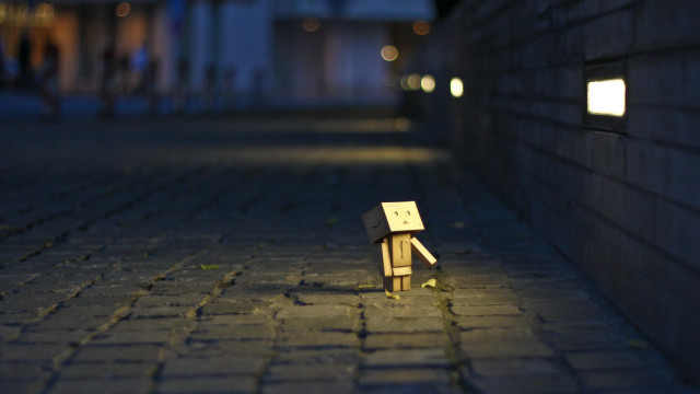 Wooden figure sign night brick free wallpaper for desktop - medium preview image