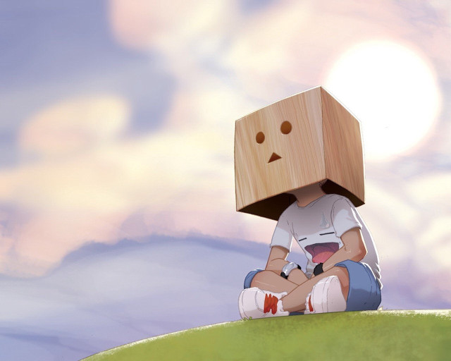 Person sitting hill box head free wallpaper for desktop - medium preview image