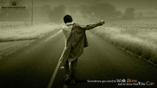 Man walking arms outstretched foggy free wallpaper for desktop - medium preview image