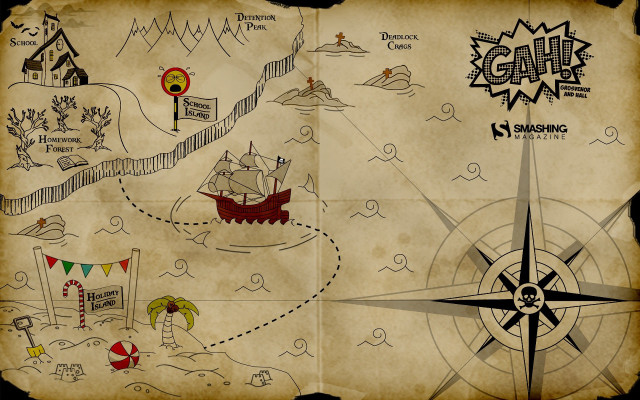 Pirate ship map with compass free wallpaper for desktop - medium preview image