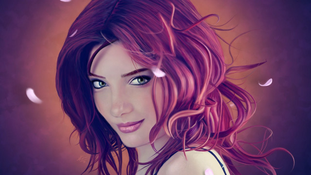 Pink hair blue eyes cherry free wallpaper for desktop - medium preview image
