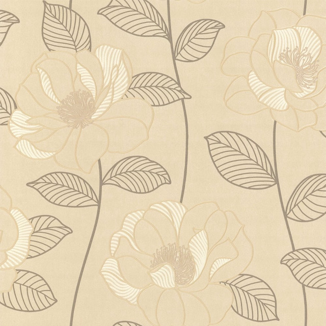 Beige flower wallpaper leaves stripes #2 free wallpaper for tablet - medium preview image