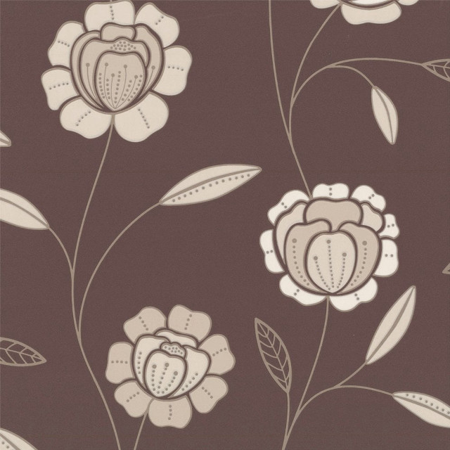 Brown white flower pattern wallpaper free wallpaper for tablet - medium preview image