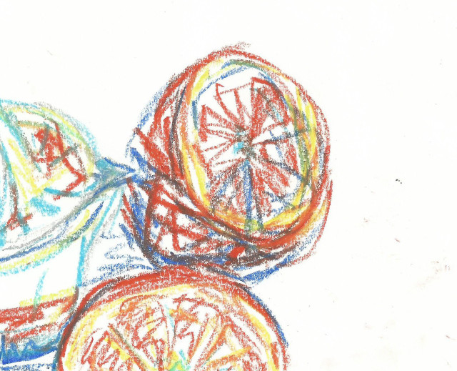 Lemon grapefruit crayon drawing white free wallpaper for desktop - medium preview image
