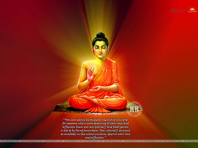 Buddha statue meditation quote red free wallpaper for desktop - medium preview image