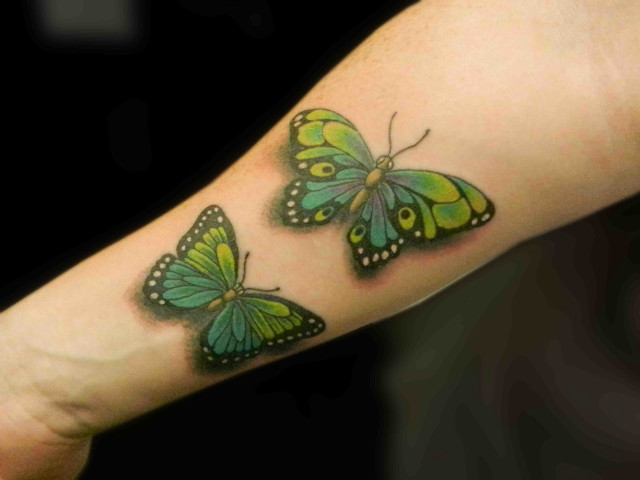 Person tattoo three butterflies arm free wallpaper for desktop - medium preview image